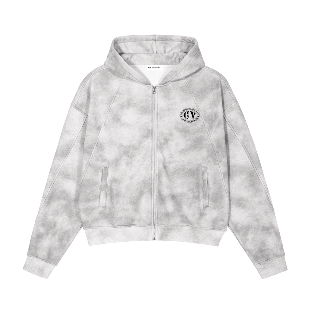 CV Dirty Washed Zip-Up Fleece Hoodie