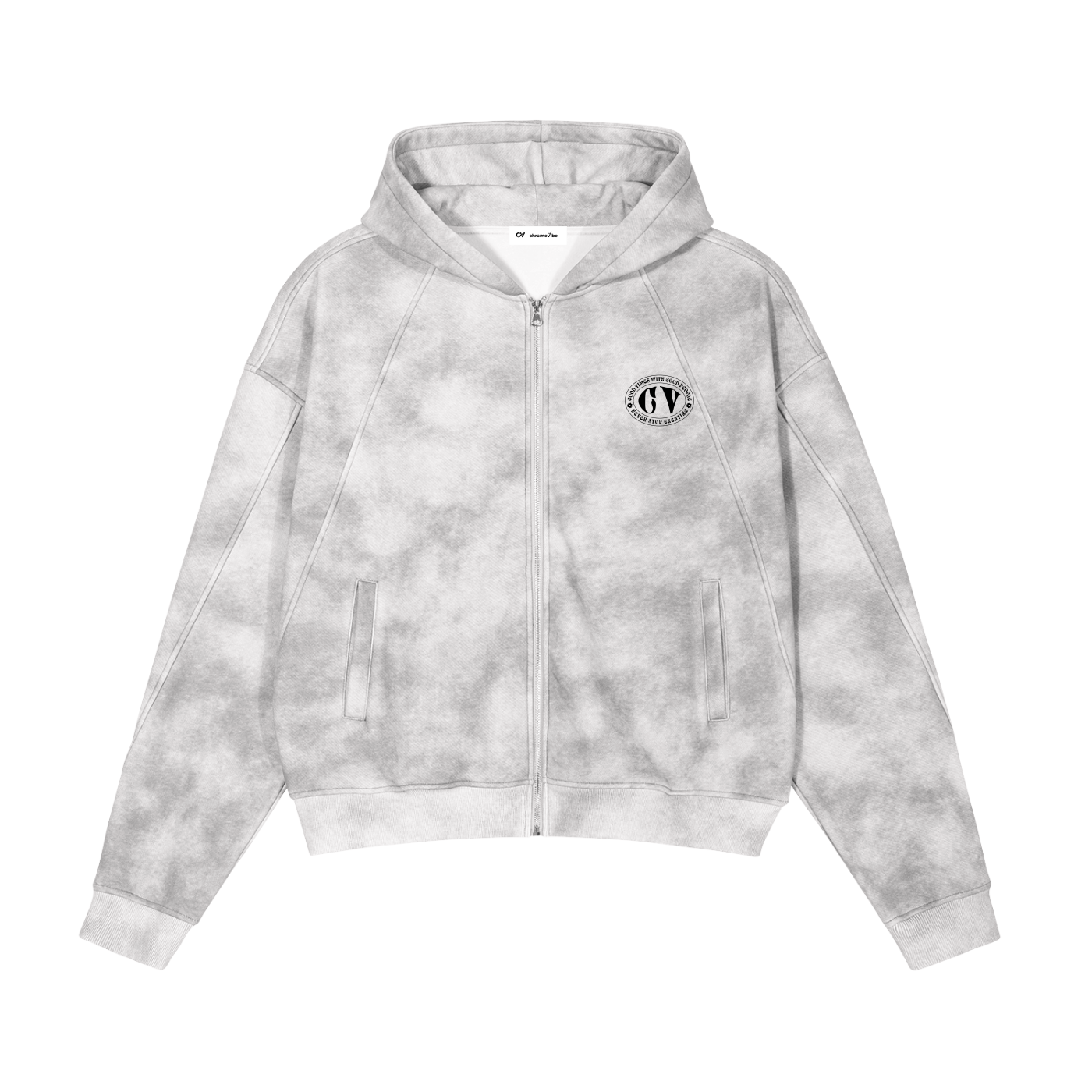 CV Dirty Washed Zip-Up Fleece Hoodie